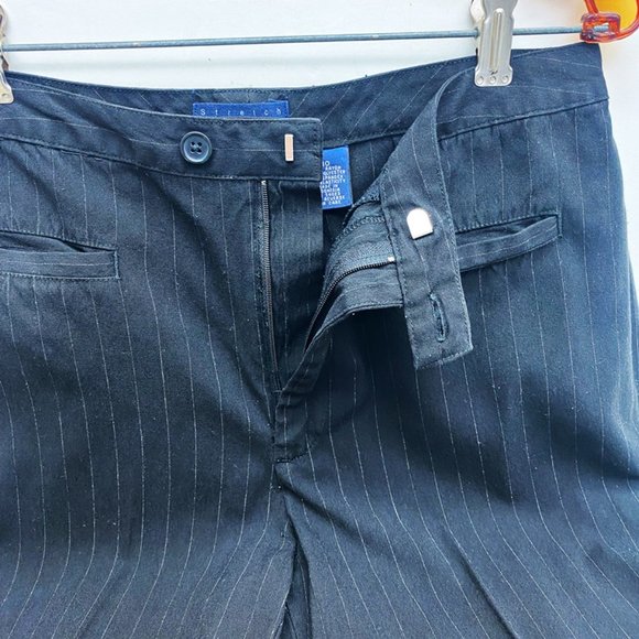 Gap Womens Dress Pants Black Pinstripe Stretch Mid Rise Straight Leg Zip Fly 10 - Picture 3 of 8